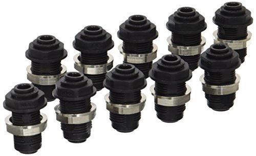 John Guest Speedfit PP1208E 1/4" OD Black Polypropylene Push-to-Connect Bulkhead Union (10-Pack), Black