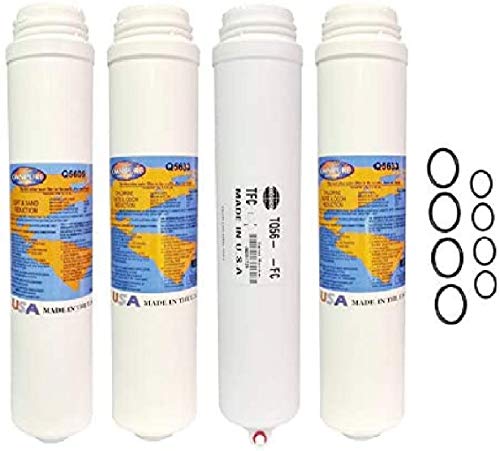 Omnipure Q5605, (2) Q5633, and Membrane Replacement Sediment Carbon Filter Cartridge Set w/36 GPD Membrane for Purotwist 4000 plus Small and Large Head O-Rings by IPW Industries Inc.