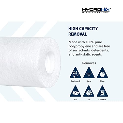 Hydronix SDC-25-2005/4 SDC-25-2005 4 Pack Sediment Filters 2.5 x 20, 2.5" x 20", White