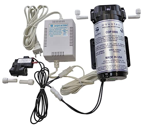 Aquatec 8800 Booster Pump Kit for up to 200 GPD RO Reverse Osmosis water filtration system for both standard and manifold type systems 8852-2J03-B424 PSW-340 Made in USA