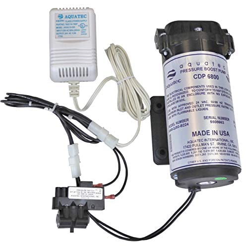 Aquatec 6800 Booster Pump Kit for up to 100 GPD Home RO Reverse Osmosis Water Filter System Standard or Manifold, Includes Pump, Pressure Switch PSW-240, Transformer, 6840-2J03-B224 B221 Made in USA