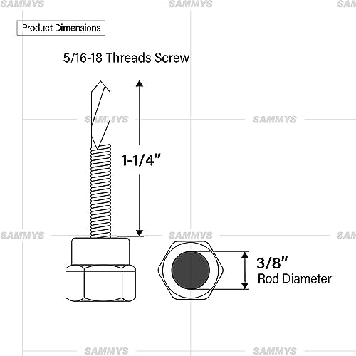 Everflow Sammys Inch Screw Vertical Threaded Rod Anchor Designed for Steel Structure, Steel, Electro-Zinc, Corrosion Resistance