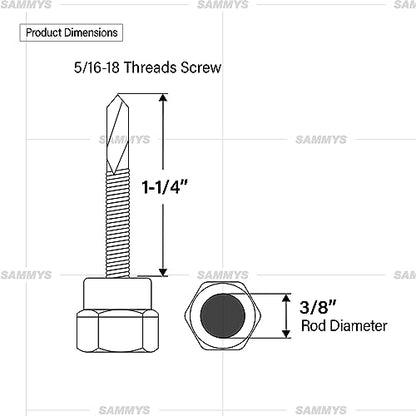 Everflow Sammys Inch Screw Vertical Threaded Rod Anchor Designed for Steel Structure, Steel, Electro-Zinc, Corrosion Resistance