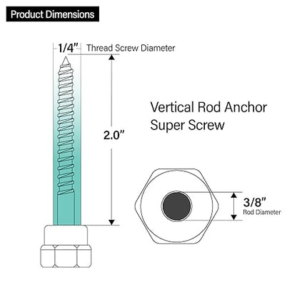 Everflow Screw Vertical Threaded Rod Anchor Designed for Wood, Steel with Zinc Finish