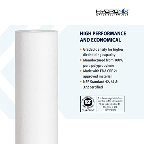 Hydronix SDC-25-2005/4 SDC-25-2005 4 Pack Sediment Filters 2.5 x 20, 2.5" x 20", White