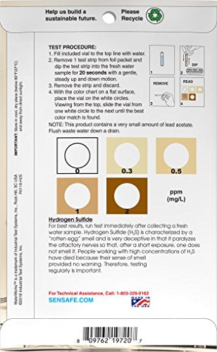 Industrial Test Systems 481167 WaterWorks Hydrogen Sulfide Water Test Strips, 30 foil Packed Tests,