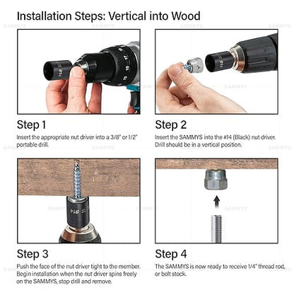 Everflow Screw Vertical Threaded Rod Anchor Designed for Wood, Steel with Zinc Finish