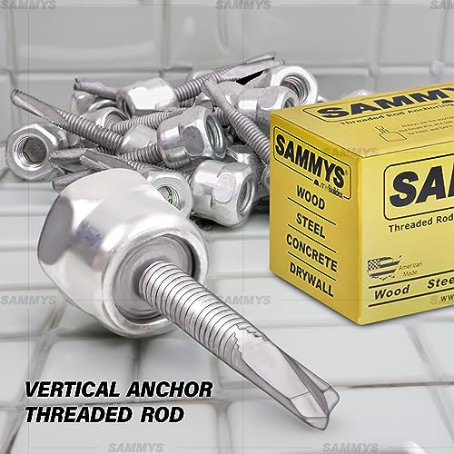 Everflow Sammys Inch Screw Vertical Threaded Rod Anchor Designed for Steel Structure, Steel, Electro-Zinc, Corrosion Resistance