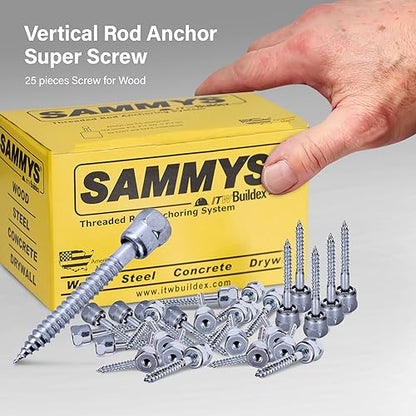 Everflow Screw Vertical Threaded Rod Anchor Designed for Wood, Steel with Zinc Finish