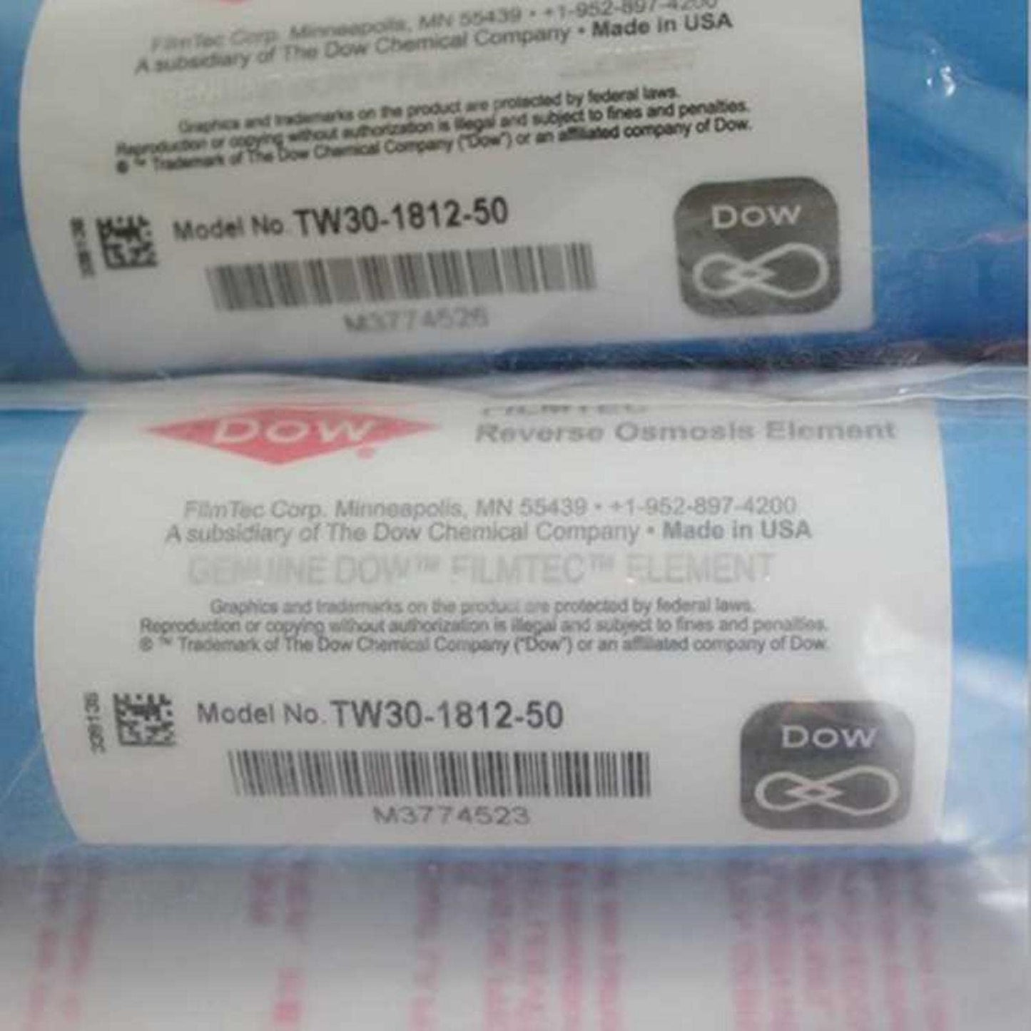 2 pcs Dow Filmtec 50 GPD Reverse Osmosis Membrane TW30-1812-50 Kitchen RO Water Filter