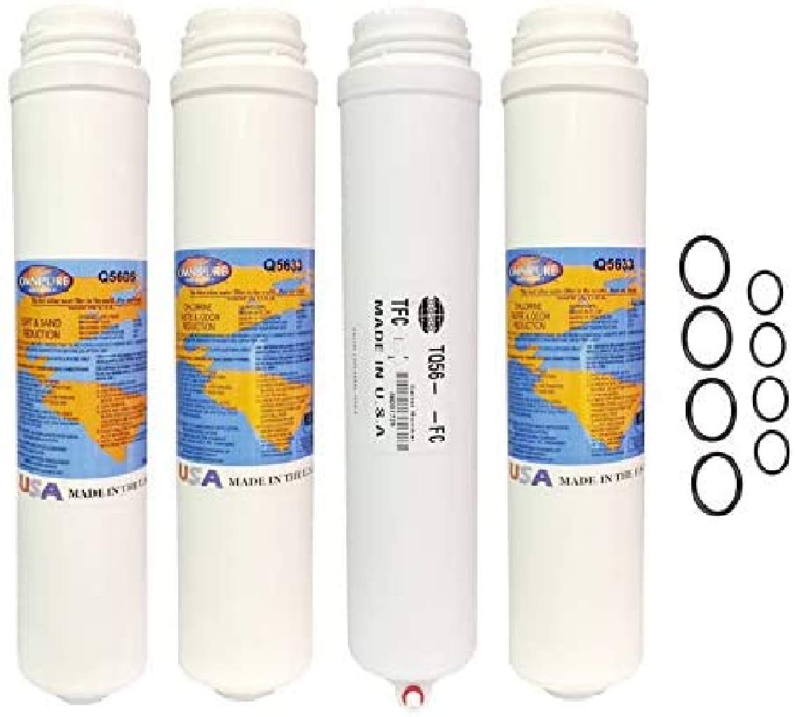 Omnipure Q5605, (2) Q5633, and Membrane Replacement Sediment Carbon Filter Cartridge Set w/ 50 GPD Membrane for Purotwist 4000 plus Small and Large Head O-Rings by IPW Industries Inc.