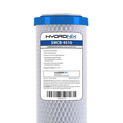 Hydronix HX-Smcb-4510/3 NSF Coconut Activated Carbon Block Water Filter, 4.5" x 10"-0.5 Micron-3 Pack, White